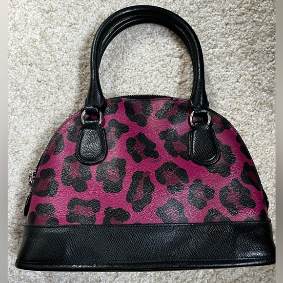 Authentic Coach Purse.  Pink/Purple cheetah print. Discontinued design. - Picture 3 of 5